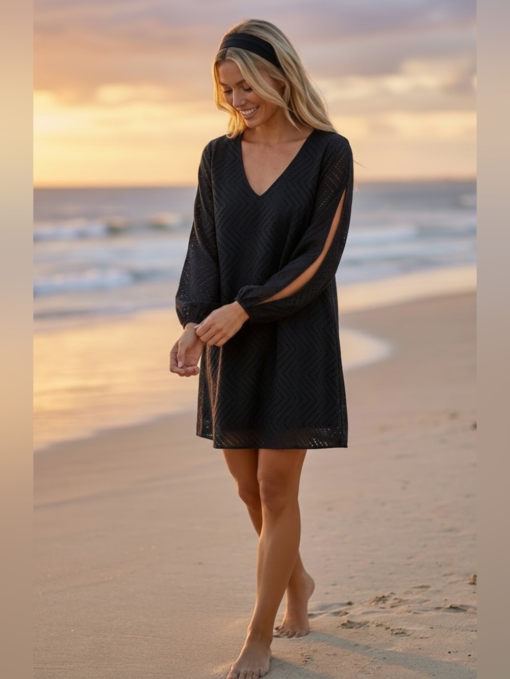 Size large black open sleeves candies dress in excellent condition.​